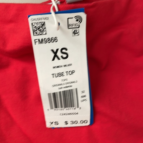 ✴️ NWT ADIDAS ORIGINALS RED TUBE TOP WHITE SIZE XS EXTRA SMALL - Picture 3 of 4